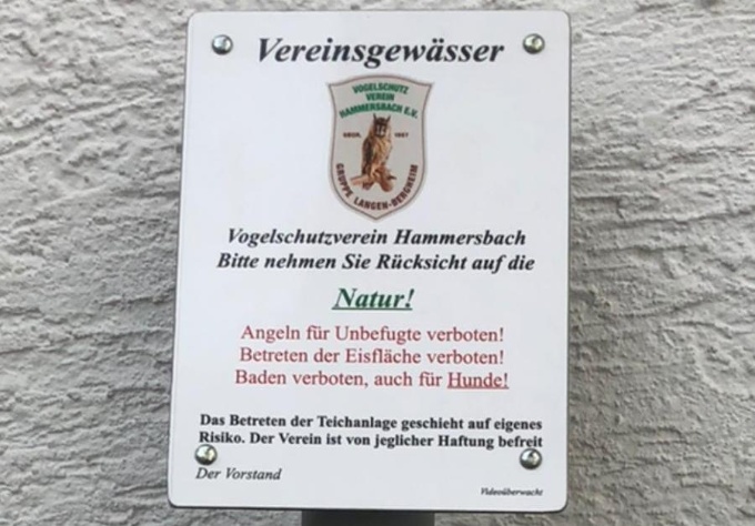 Teich-Schild